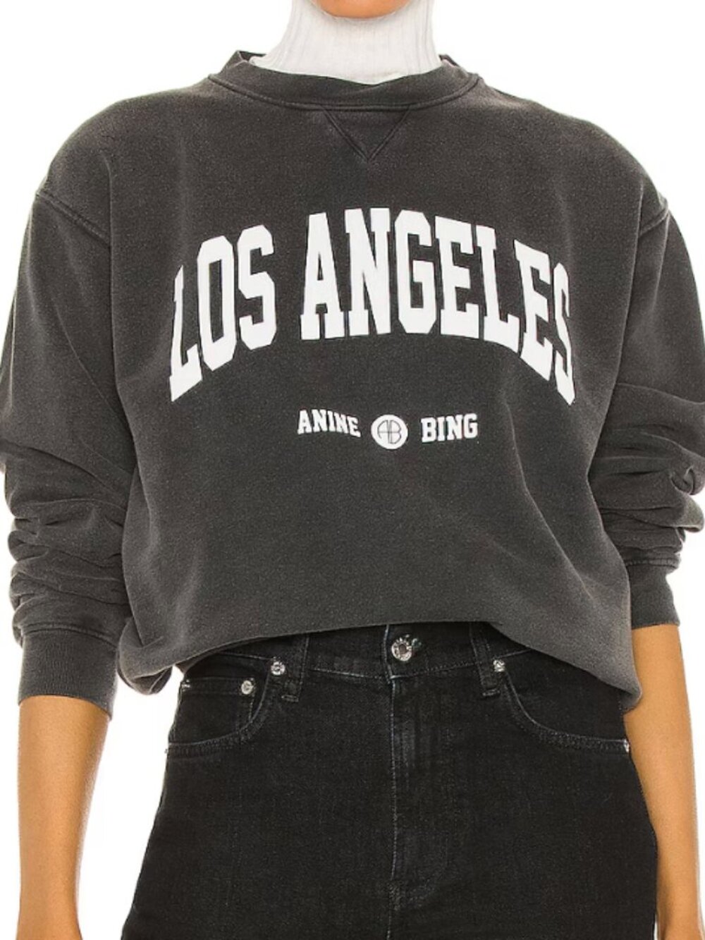 Anine Bing Ramona Los Angeles in Washed Black Sweatshirt XS